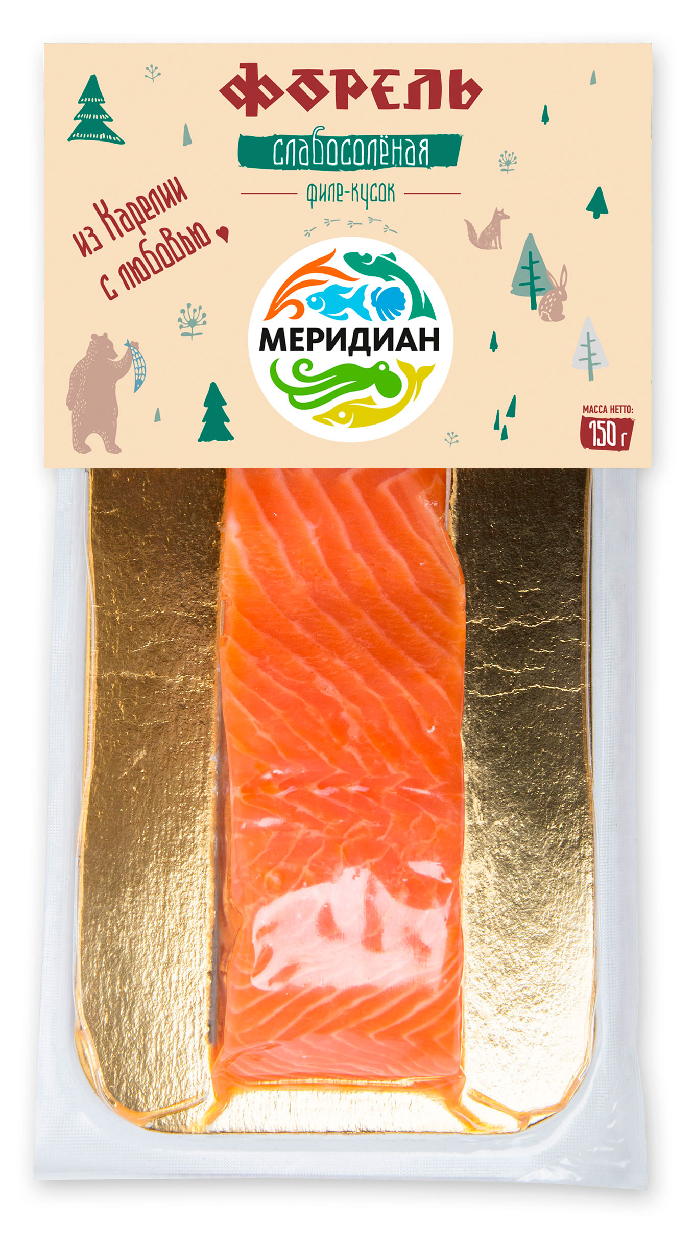 Форель Меридиан слабосоленая филе-кусок, 150 г