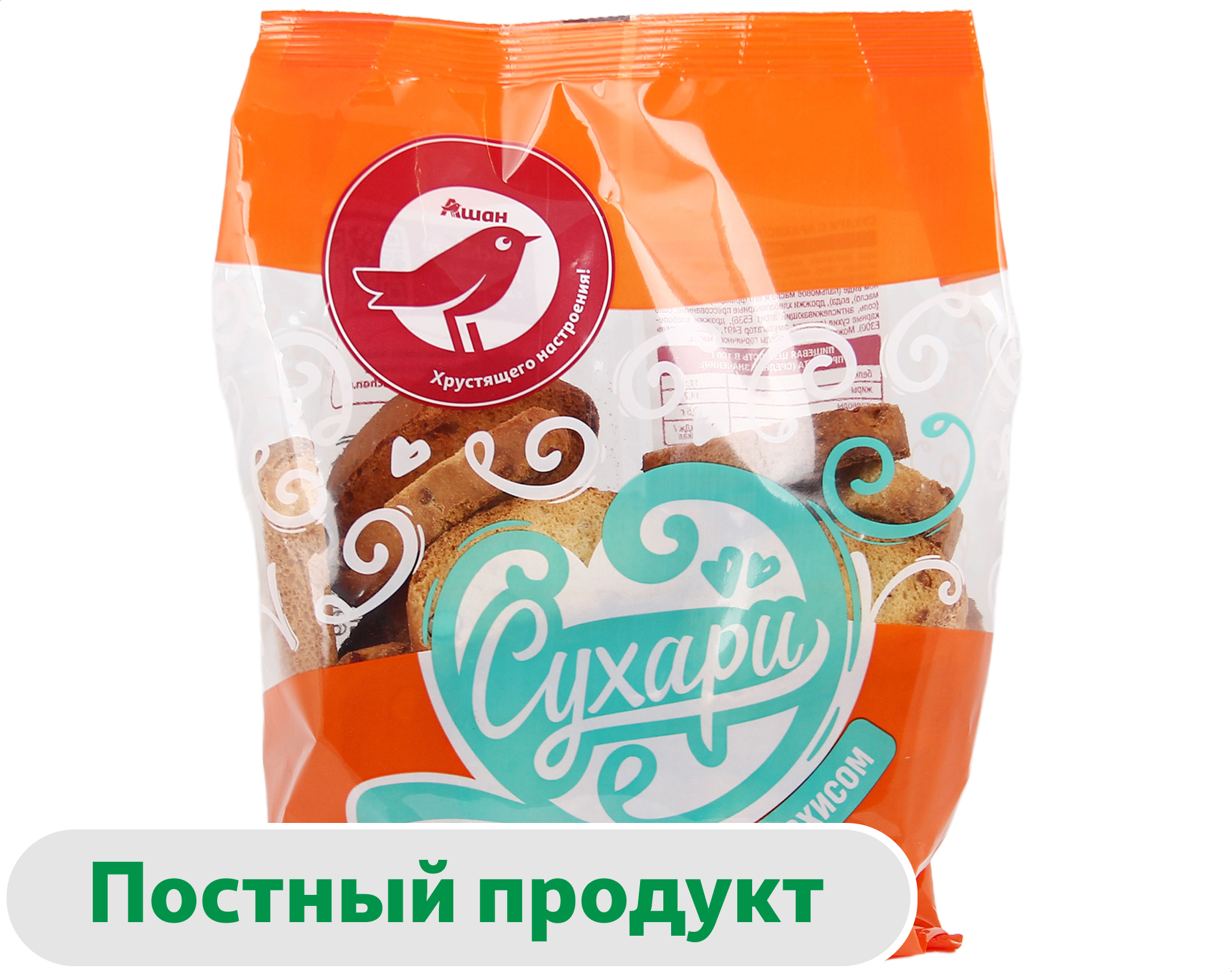 Сухари АШАН Красная птица с арахисом, 300 г
