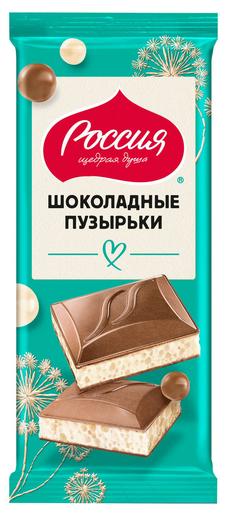 Шоколад молочный и белый пористый Россия - Щедрая душа! Шоколадные пузырьки, 70 г