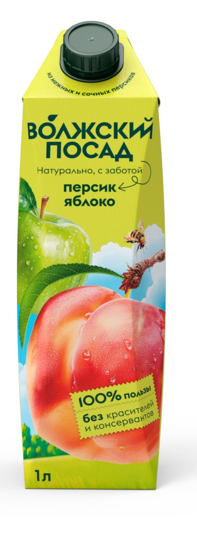 Нектар Волжский Посад яблоко-персик, 1 л