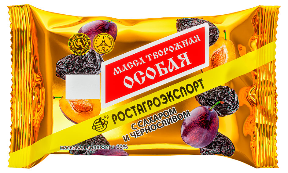 Масса творожная РостАгроЭкспорт с черносливом 23% БЗМЖ, 180 г