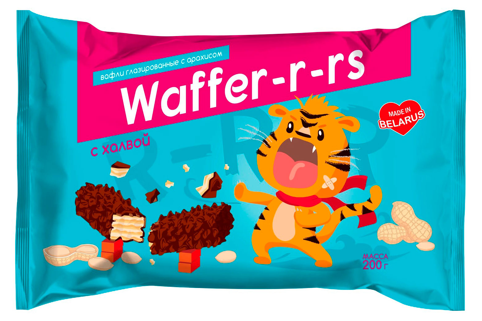 Вафли Шоколадово Waffer-r-rs в темной глазури с халвой и арахисом Беларусь, 200 г
