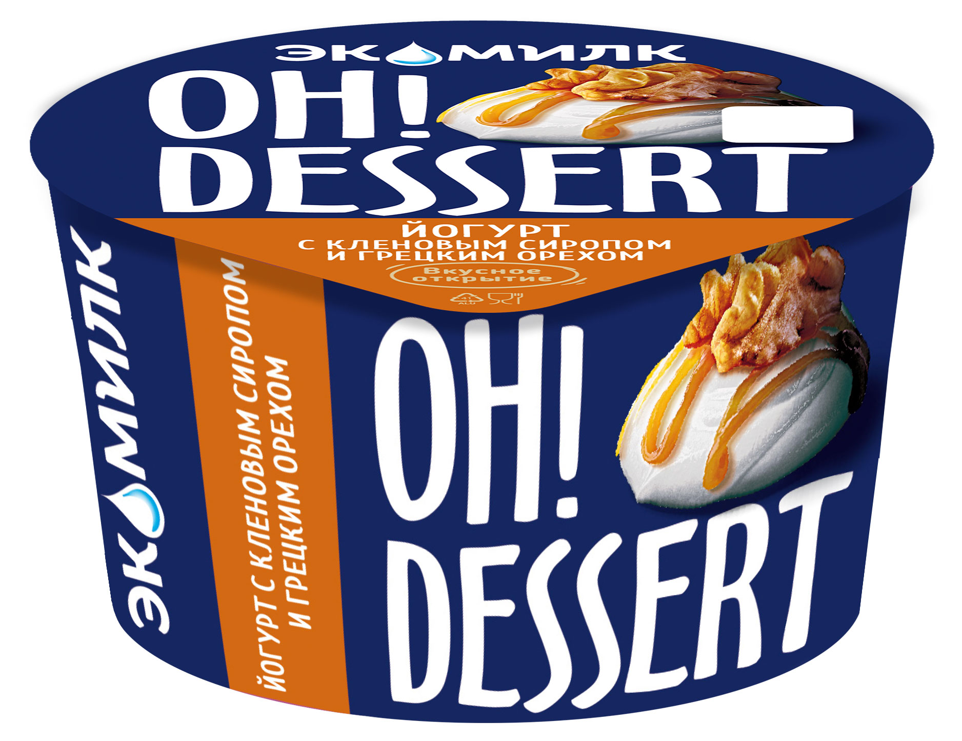 Йогурт Экомилк Oh! Dessert Кленовый сироп и грецкий орех 4,2% БЗМЖ, 130 г