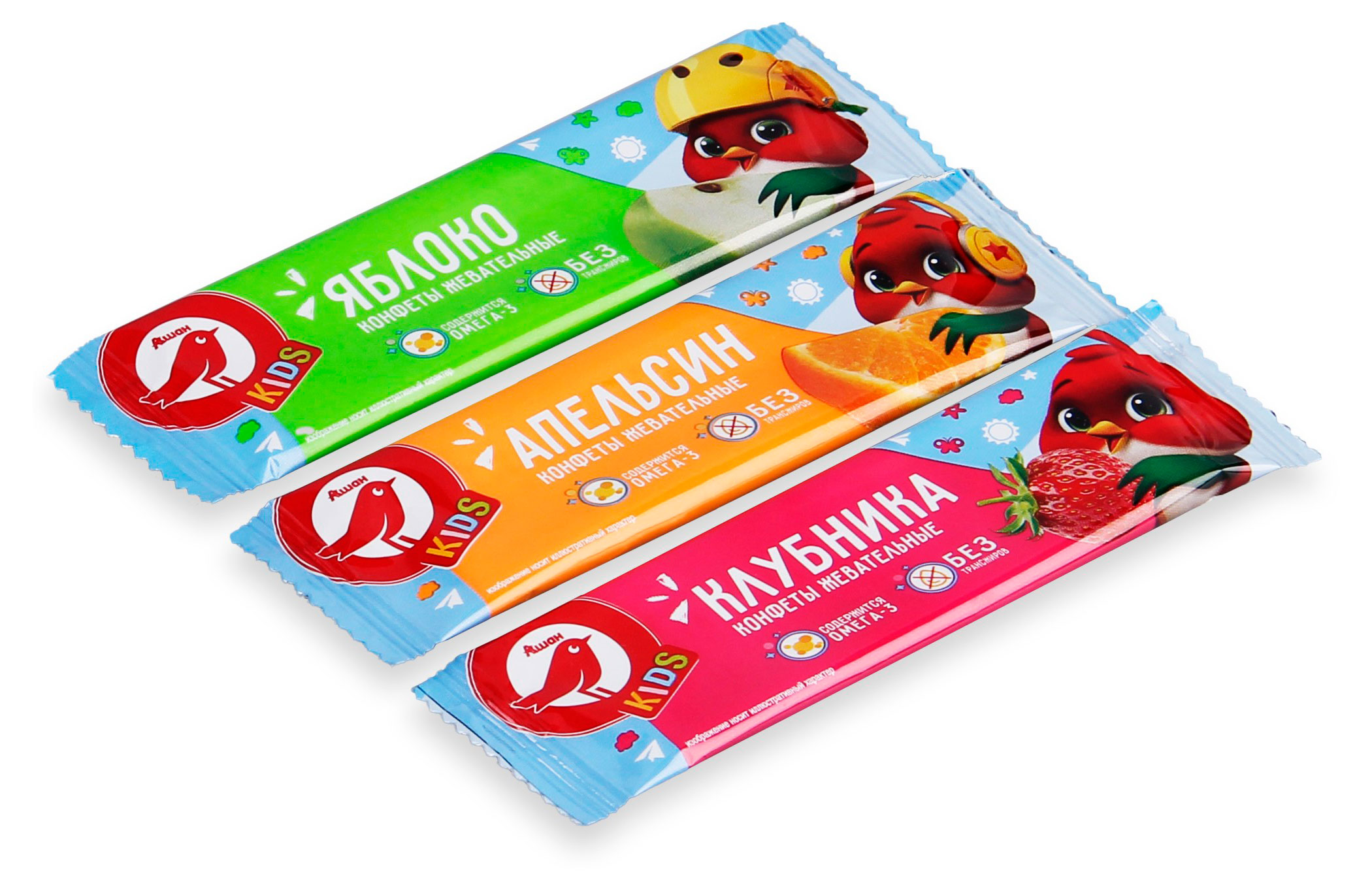 Конфета жевательная АШАН Красная птица Kids, 11 г в ассортименте