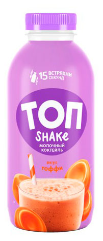 Коктейль молочный ТОП Shake со вкусом тоффи 2% БЗМЖ Беларусь охлажденный, 450 г
