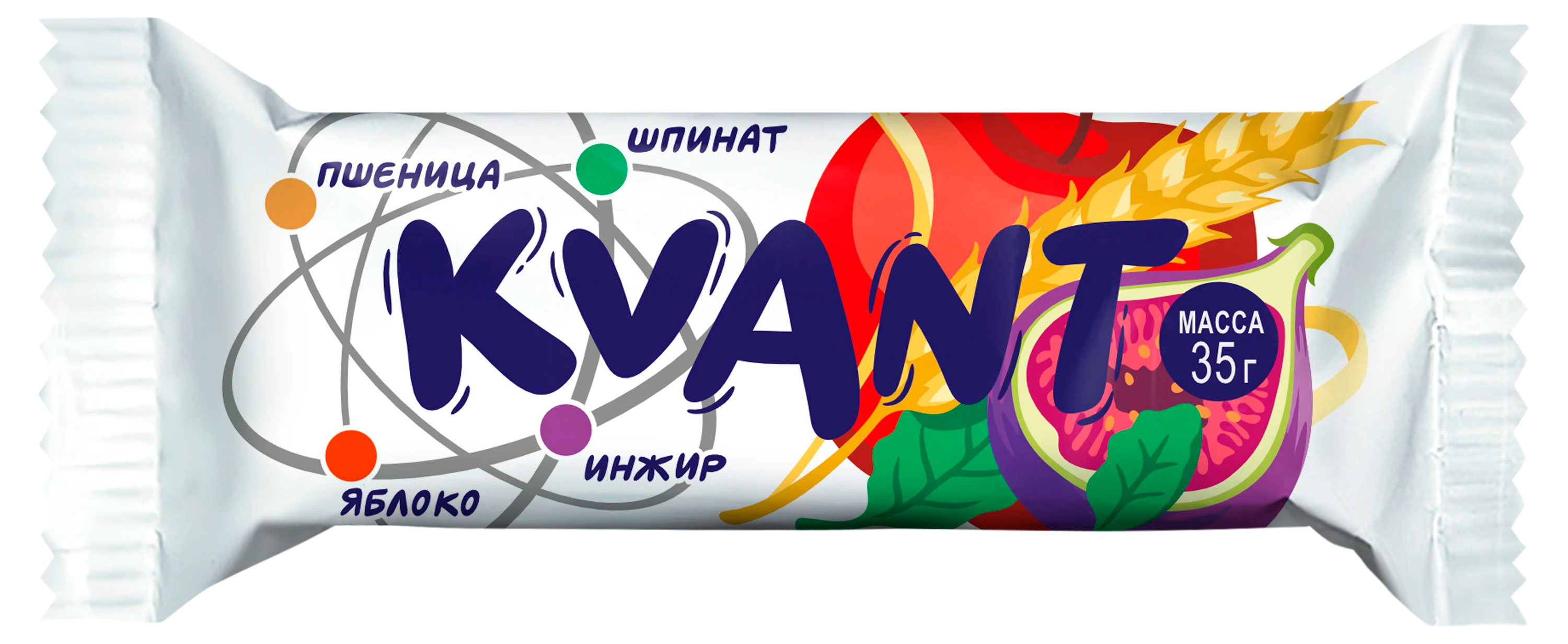 Шоколадный батончик Kvant Инжир-яблоко-пшеница Беларусь, 35 г