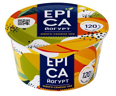 Йогурт густой ложковый EPICA с манго и семенами чиа 5%, 130 г