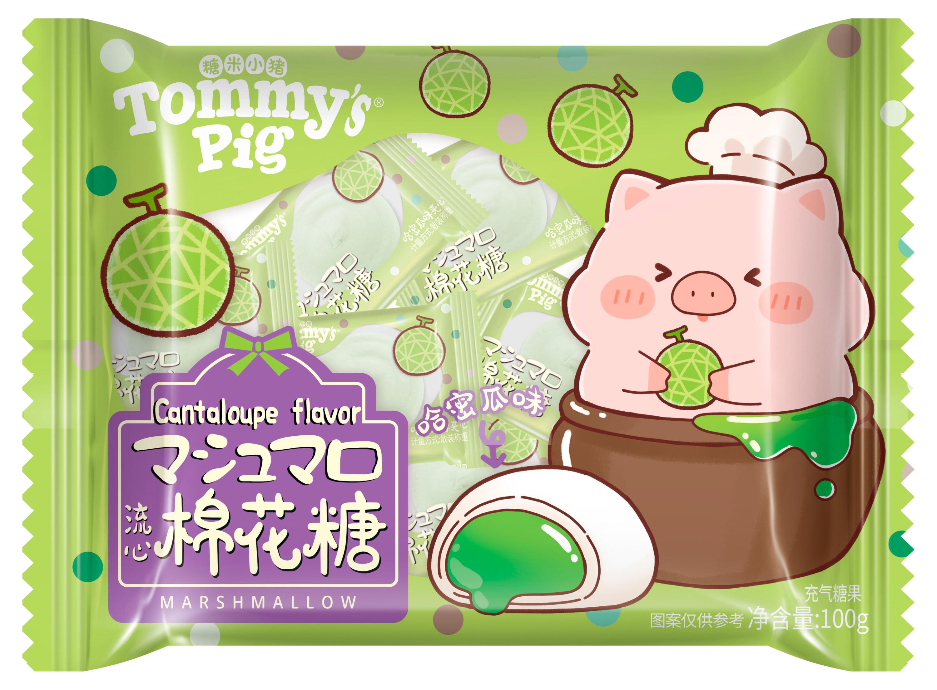 Маршмеллоу Tommy Pig с текучей начинкой дыня Китай, 100 г