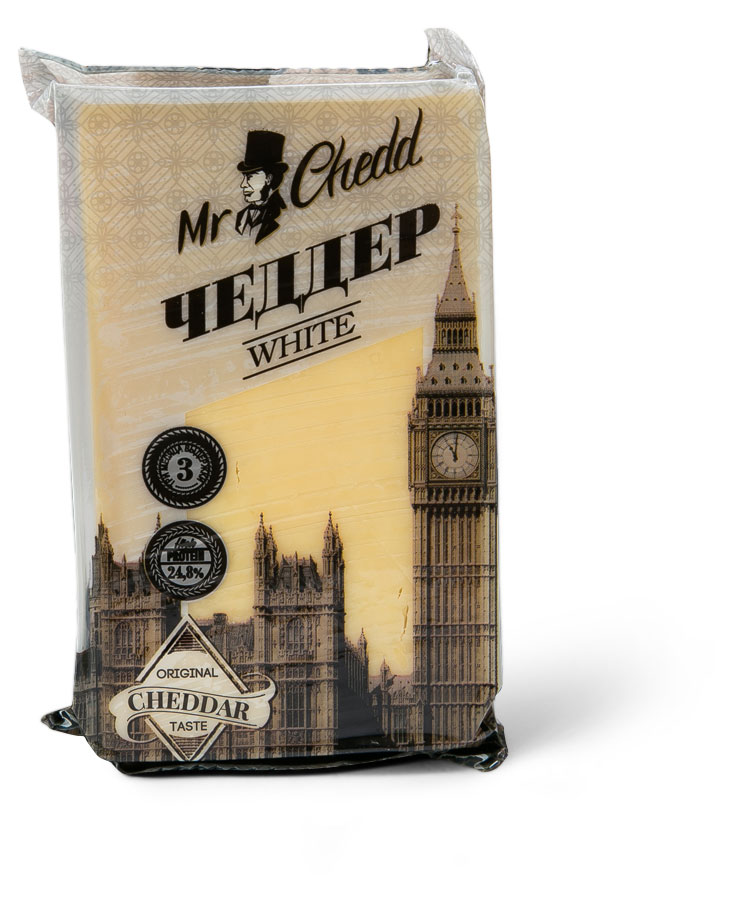 Сыр полутвердый Чеддер 3 месяца выдержки Mr.Chedd White protein 50% БЗМЖ, 200 г