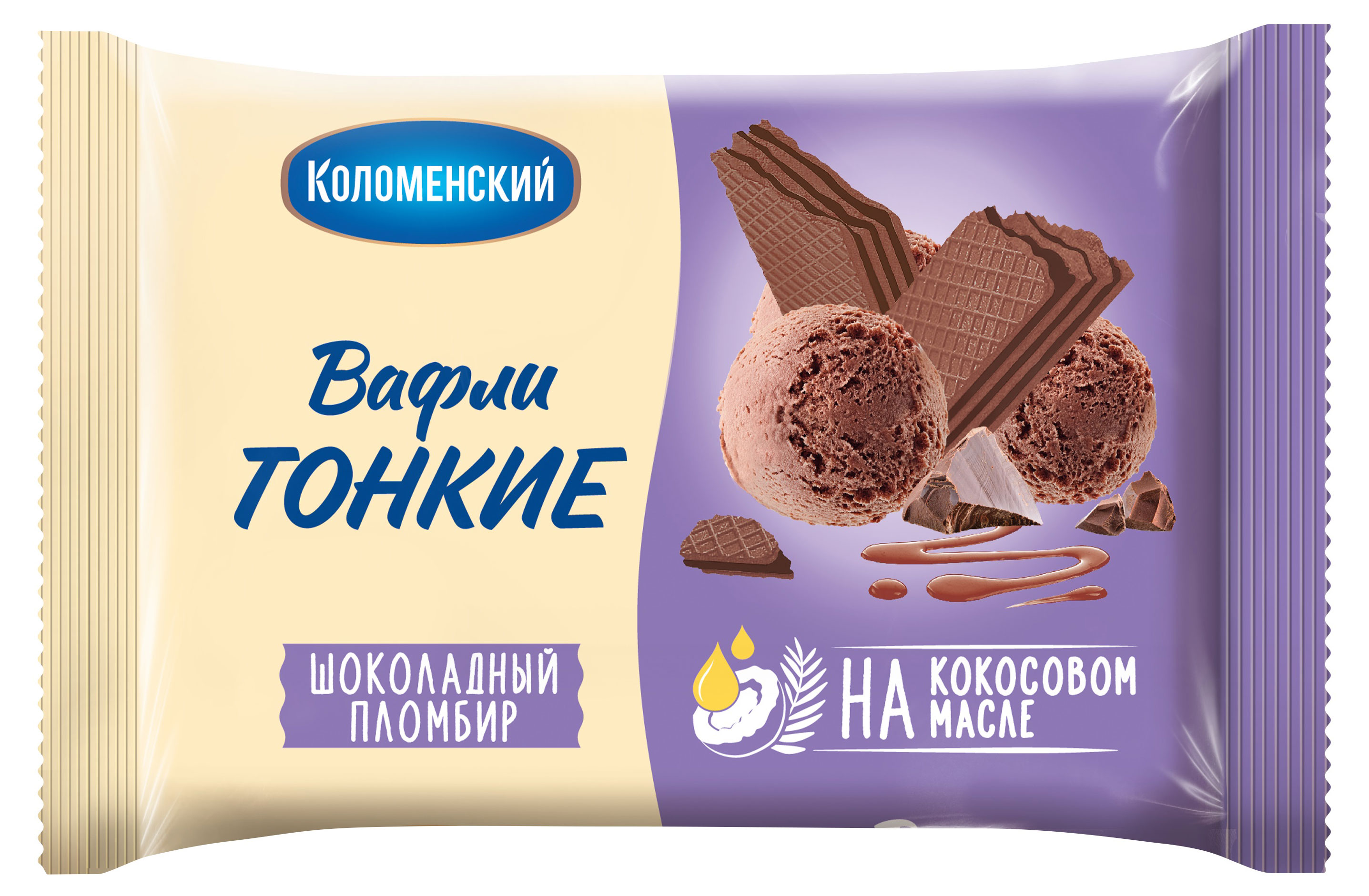 Вафли Коломенский тонкие Шоколадный пломбир, 100 г