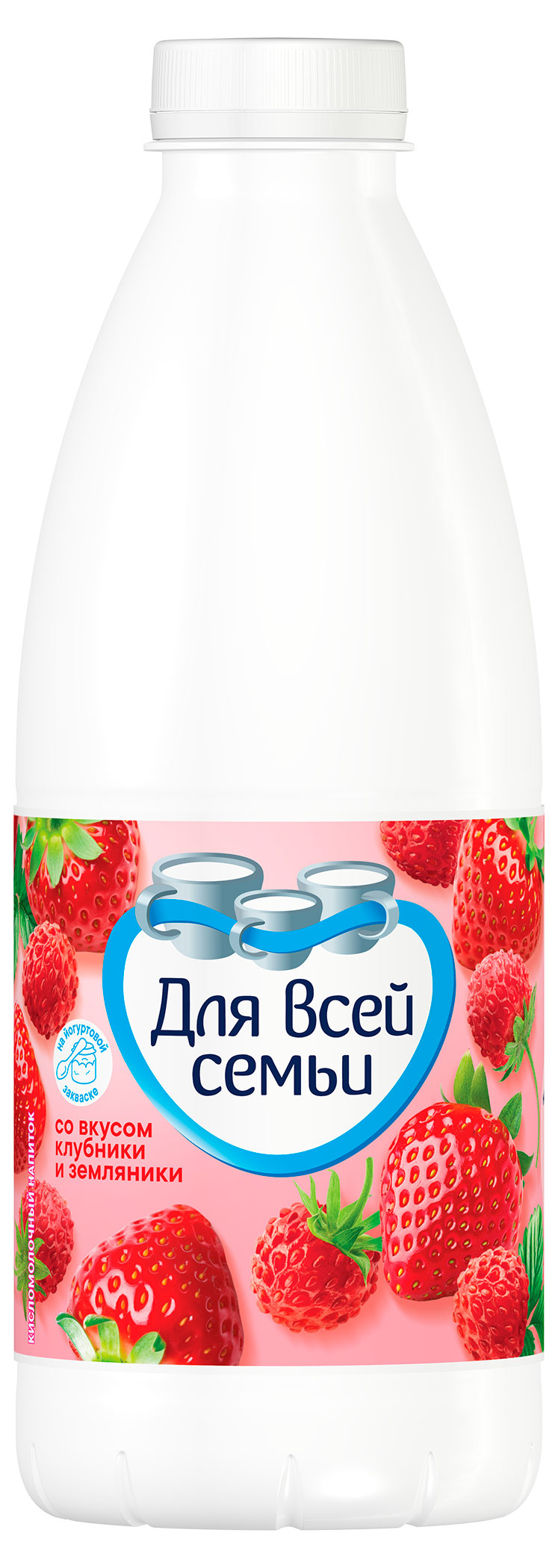 Кисломолочный напиток Для всей семьи со вкусом клубники и земляники 1%, 930 г