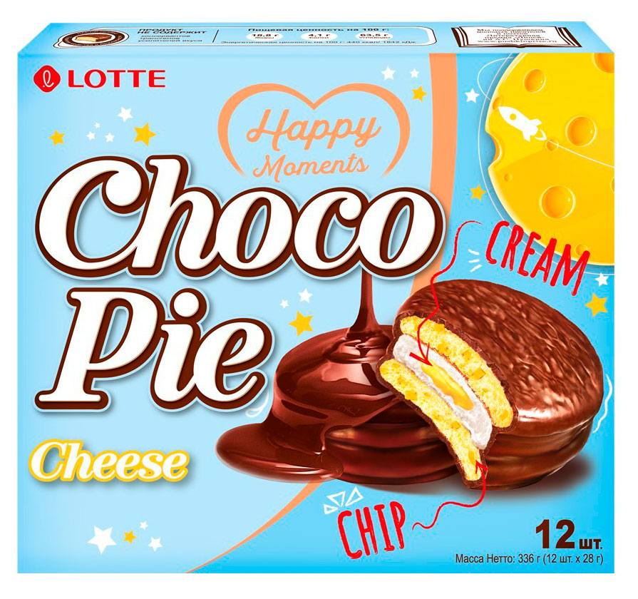 Печенье Lotte ChocoPie Cheese со вкусом сыра, 336 г