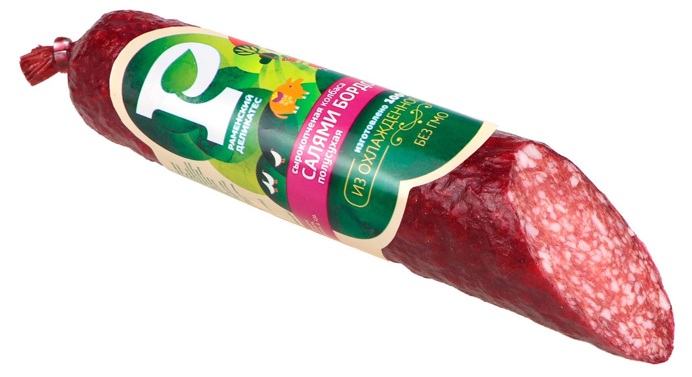 Колбаса сырокопченая Раменский Деликатес Салями Бордо из курицы полусухая, 185 г