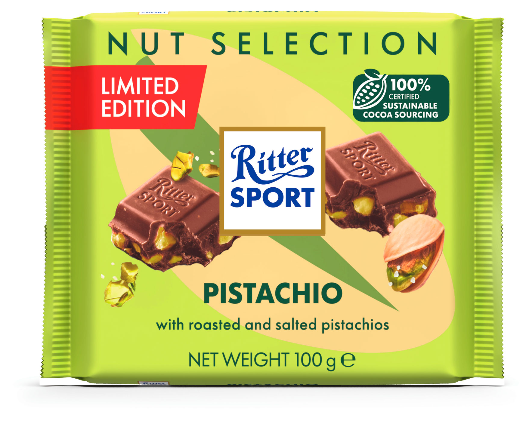 Шоколад молочный Ritter Sport с фисташкой, 100 г