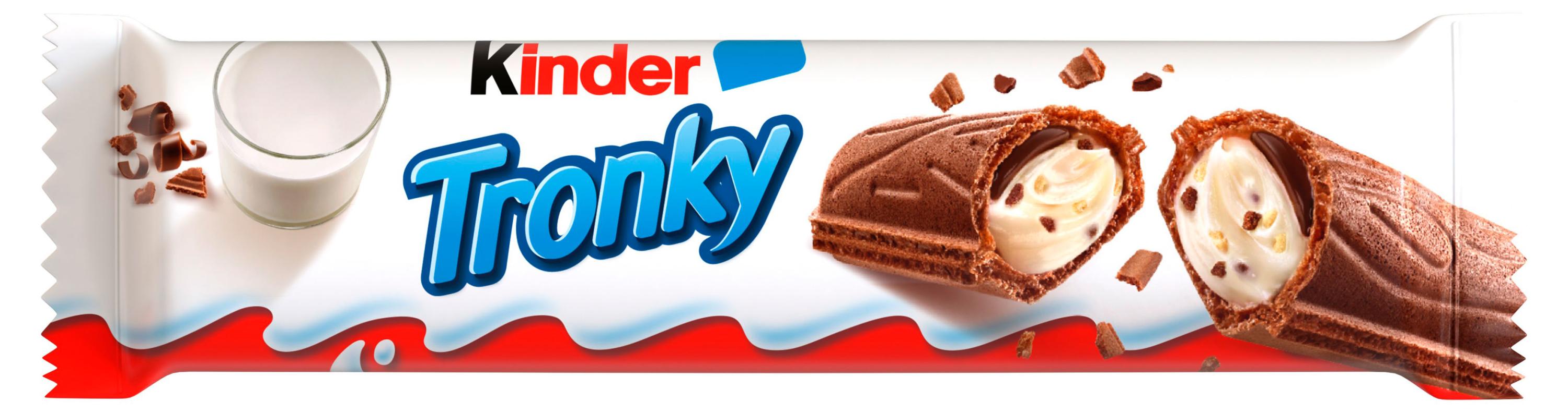 Батончик вафельный Kinder Tronky с молочной начинкой измельченным печеньем и прослойкой из молочного шоколада, 18 г