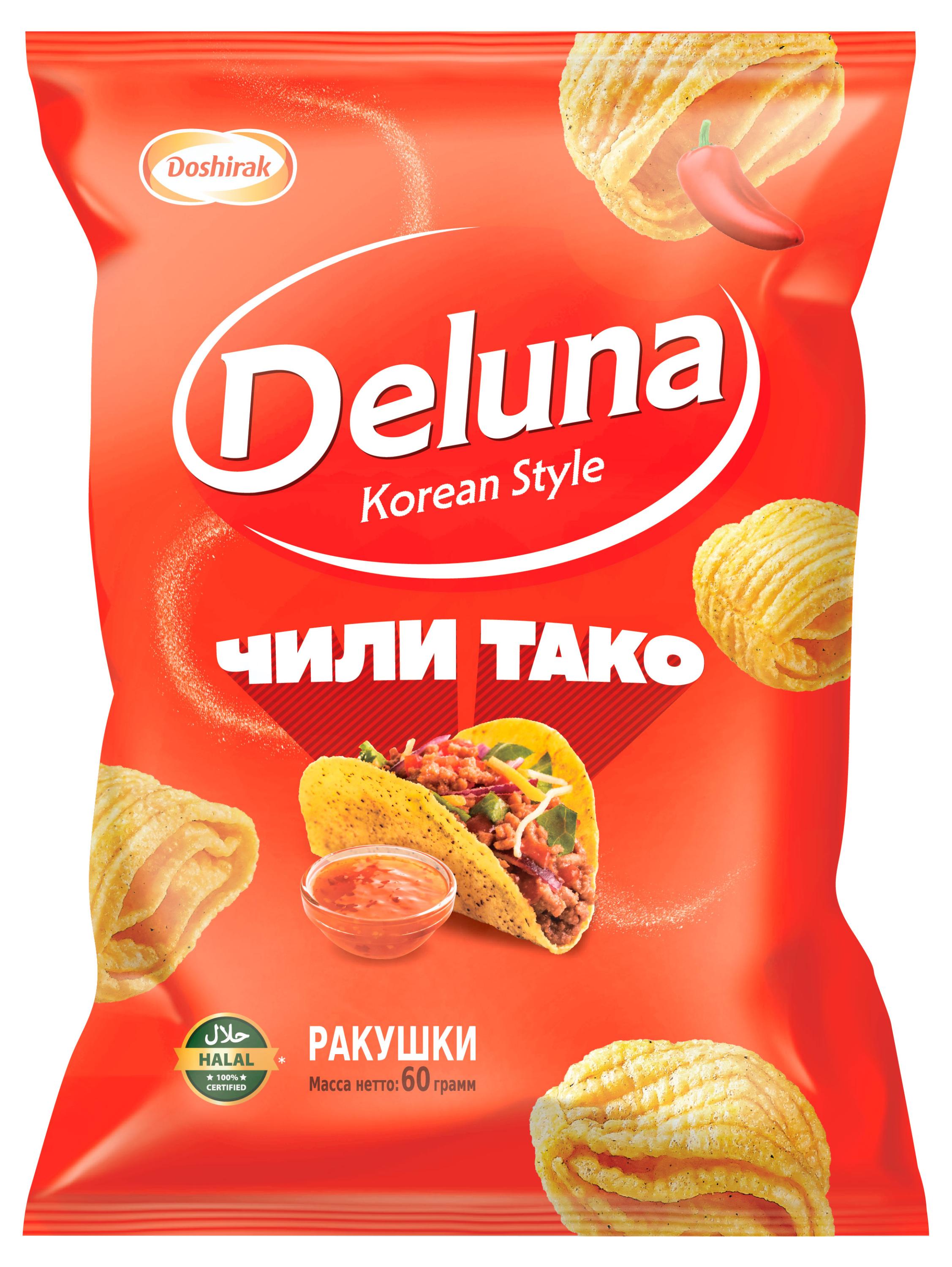 Снеки кукурузные Deluna Чили Тако, 60 г
