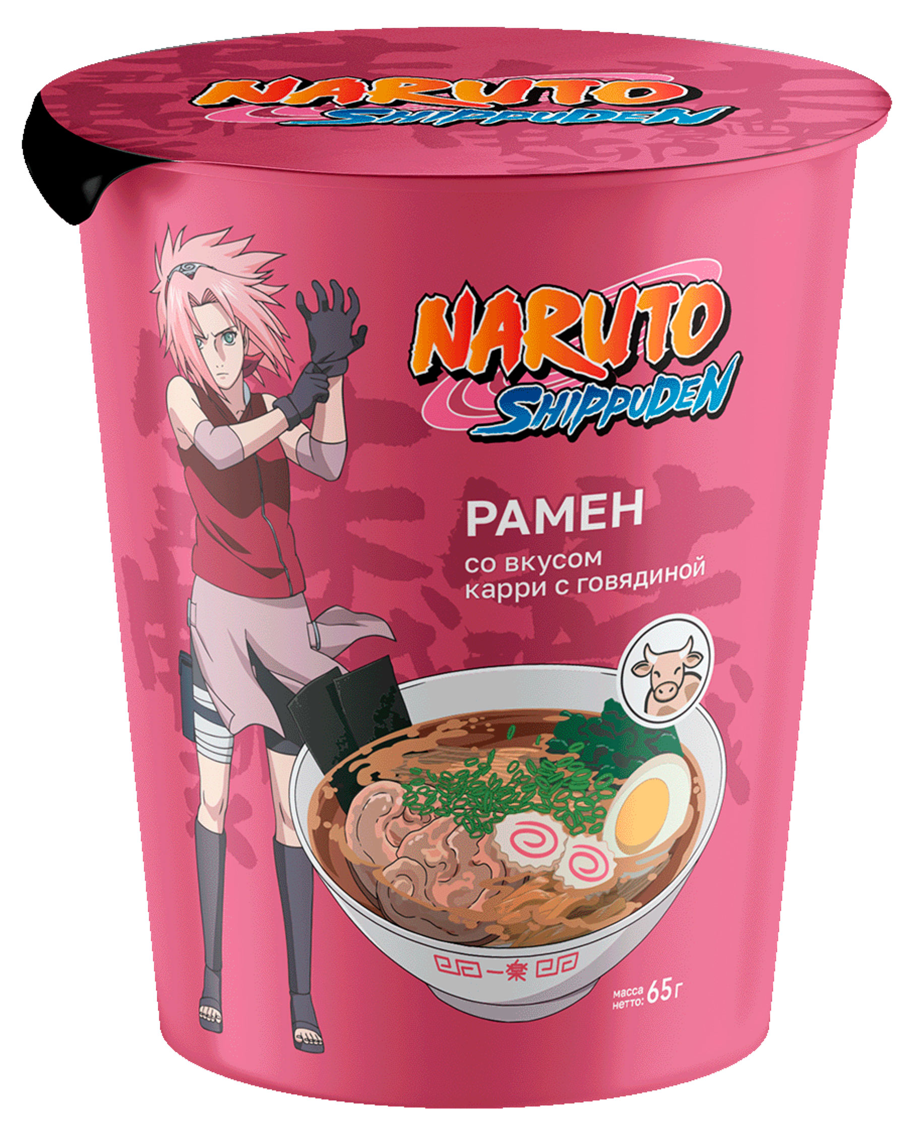 Лапша быстрого приготовления Naruto со вкусом карри с говядиной Китай, 65 г