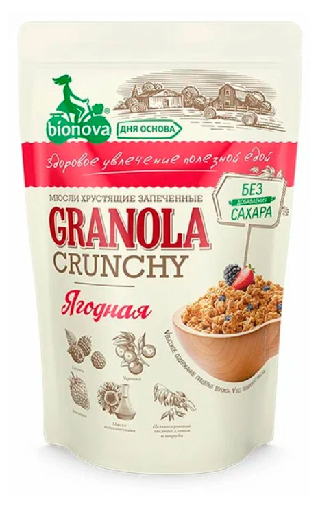 Мюсли запеченные Bionova Crunchy Ягодные, 60 г