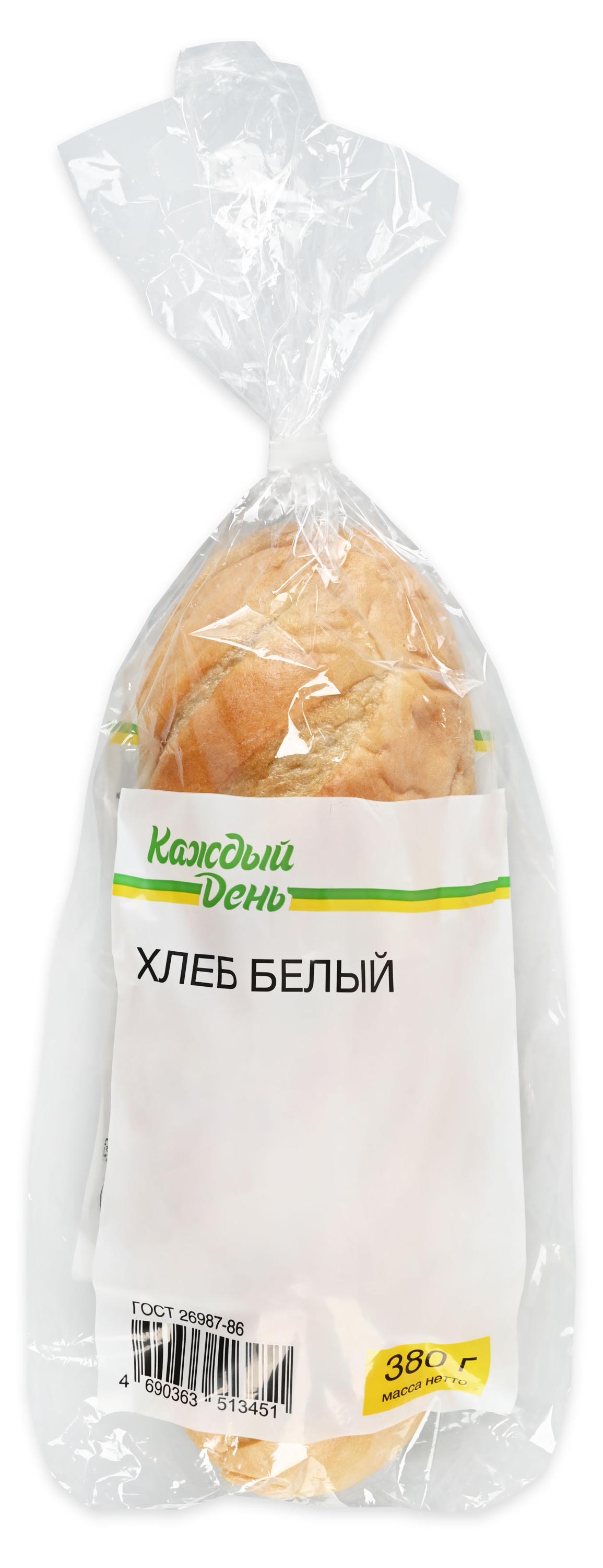 Хлеб пшеничный белый Каждый день Батон нарезной в пакете ГОСТ, 380 г