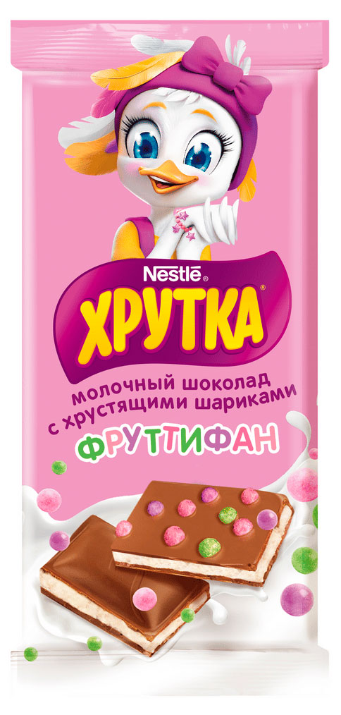 Шоколад молочный ХРУТКА Фруттифан с хрустящими шариками, 82 г