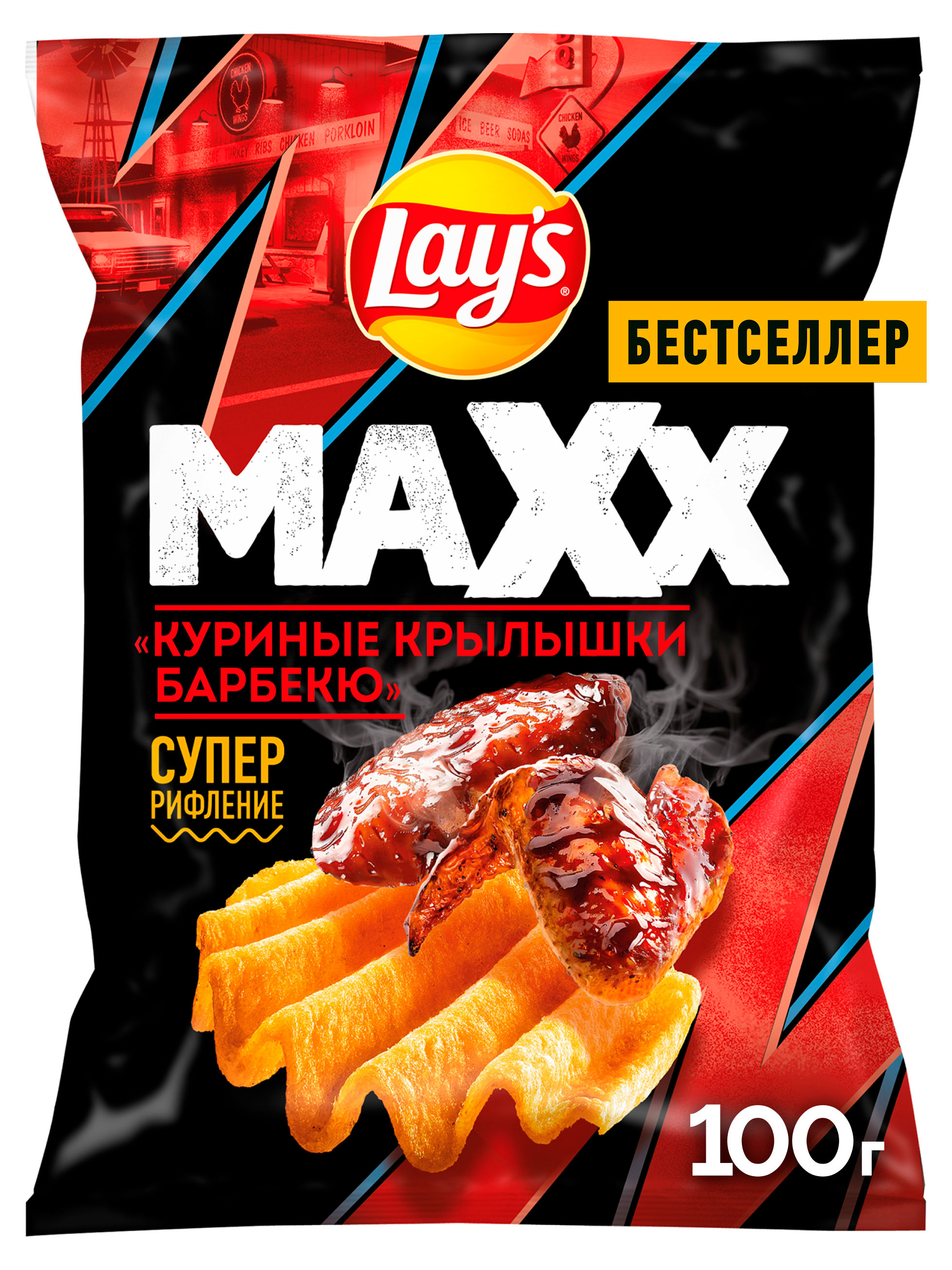 Чипсы картофельные Lay's МАХХ Куриные крылышки барбекю, 100 г
