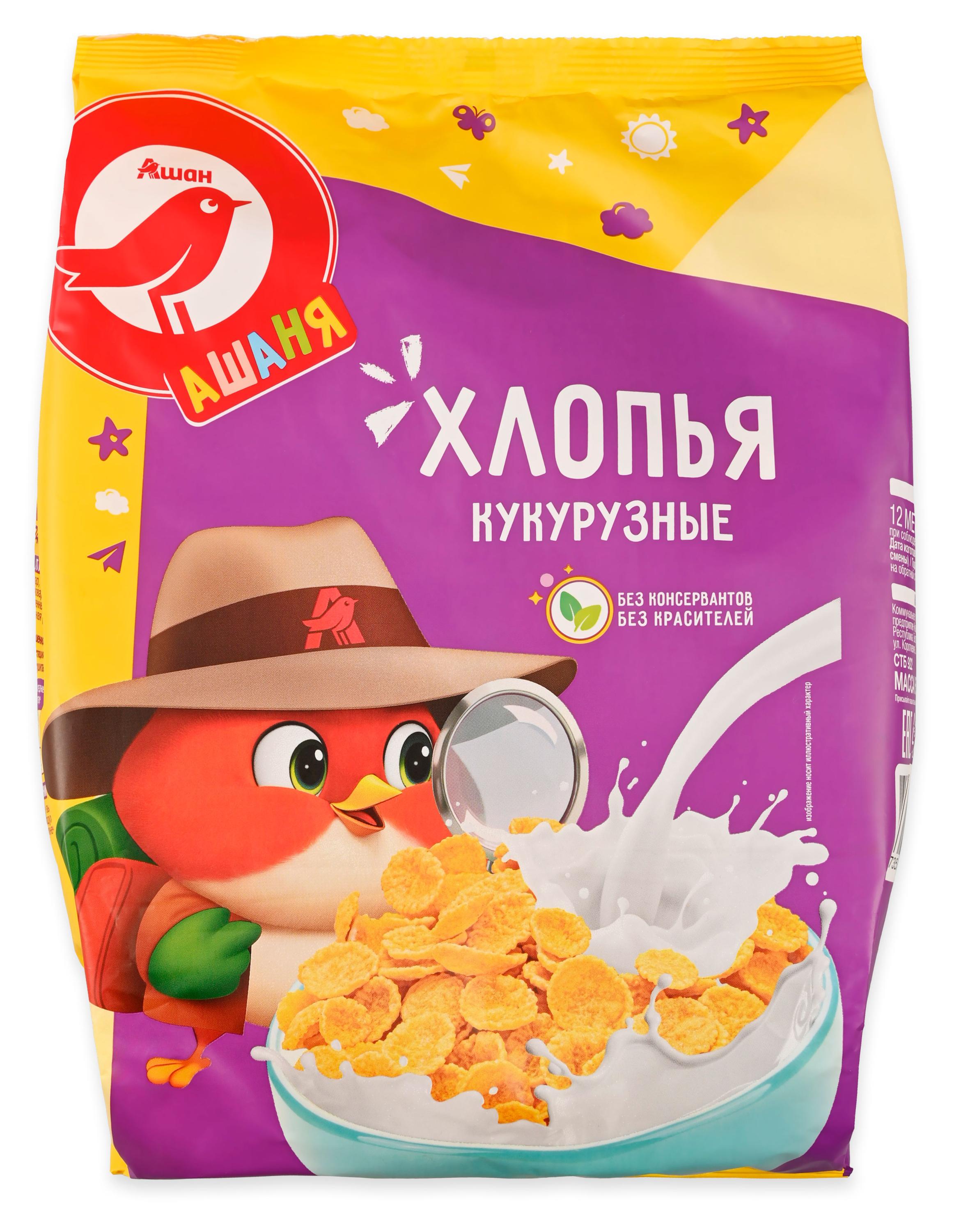 Хлопья кукурузные АШАН Красная птица Беларусь, 330 г