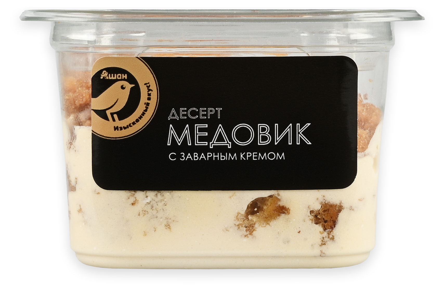 Десерт медово-бисквитный АШАН Золотая птица Медовик с заварным кремом порционный охлажденный, 110 г