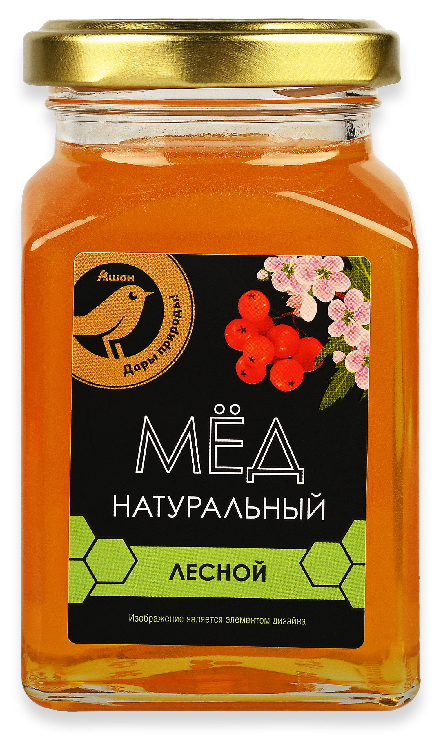 Мед АШАН Золотая птица натуральный лесной, 320 г