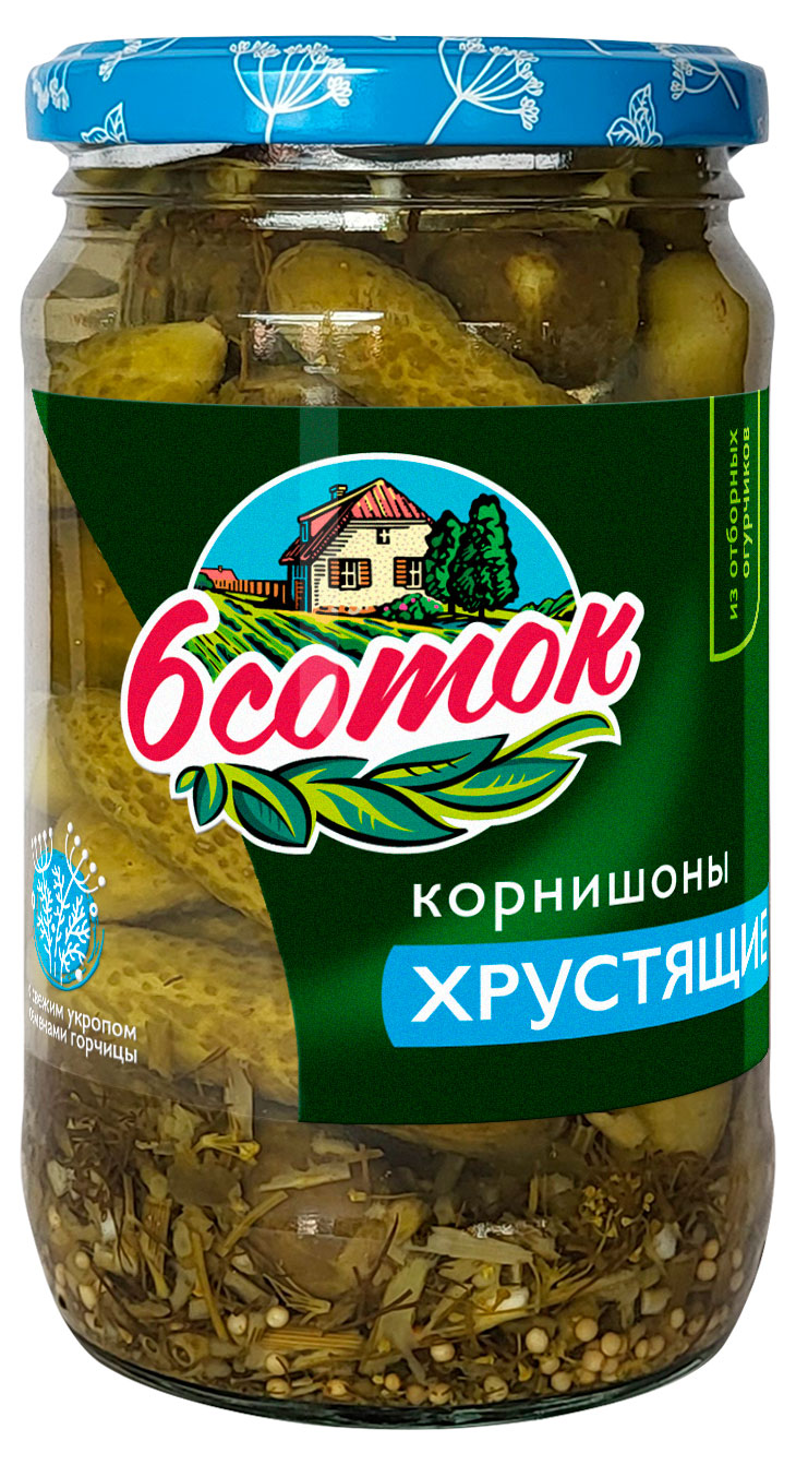 Корнишоны 6 Соток хрустящие, 350 мл