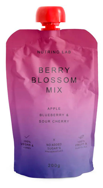Пюре фруктовое Nutrino Lab Fruit Snack Яблоко черника вишня Сербия, 200 г