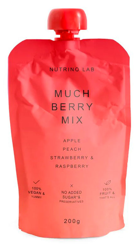 Пюре фруктовое Nutrino Lab Much Berry Mix Яблоко персик клубника малина Сербия, 200 г