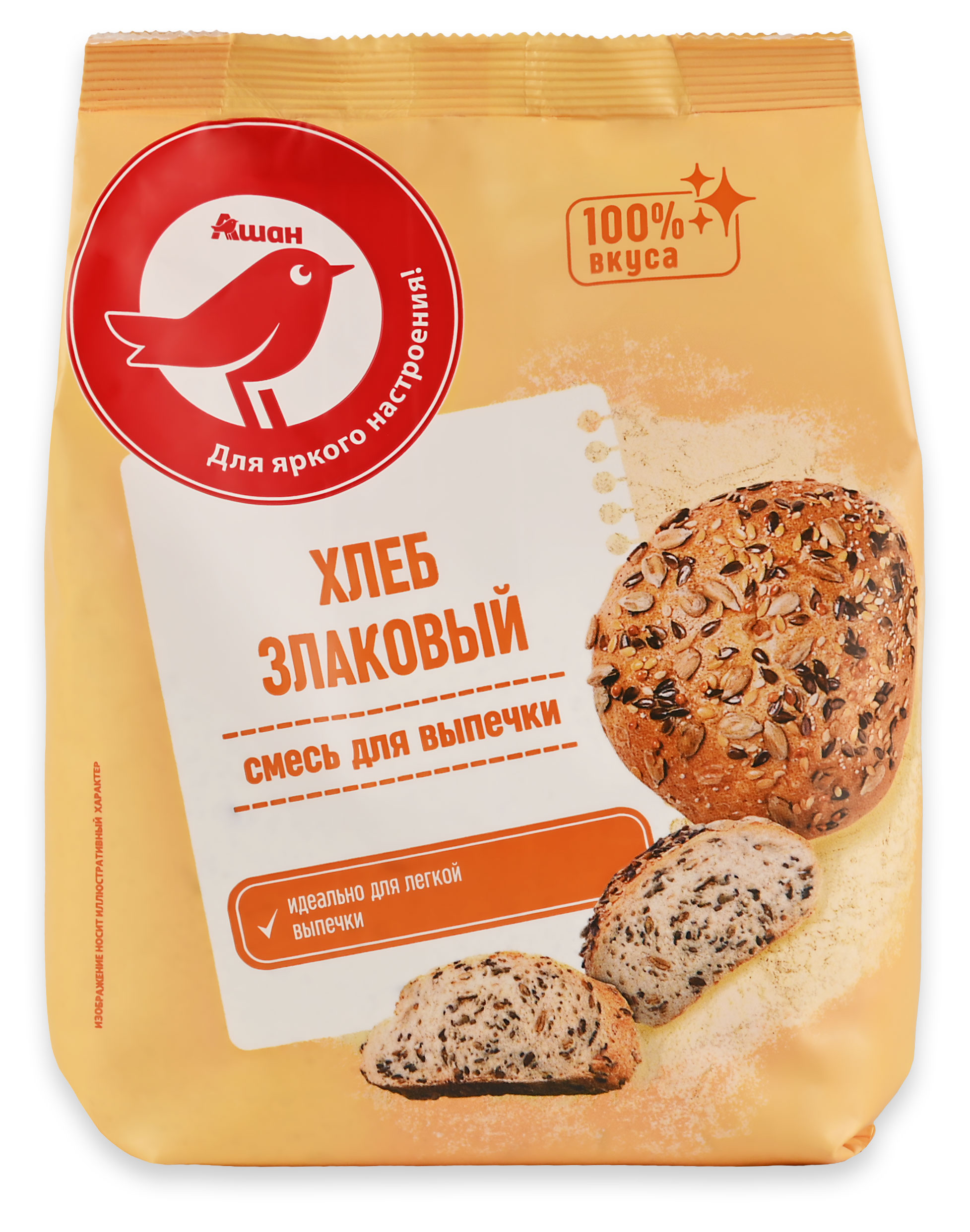 Смесь для выпечки АШАН Красная птица Хлеб злаковый, 400 г