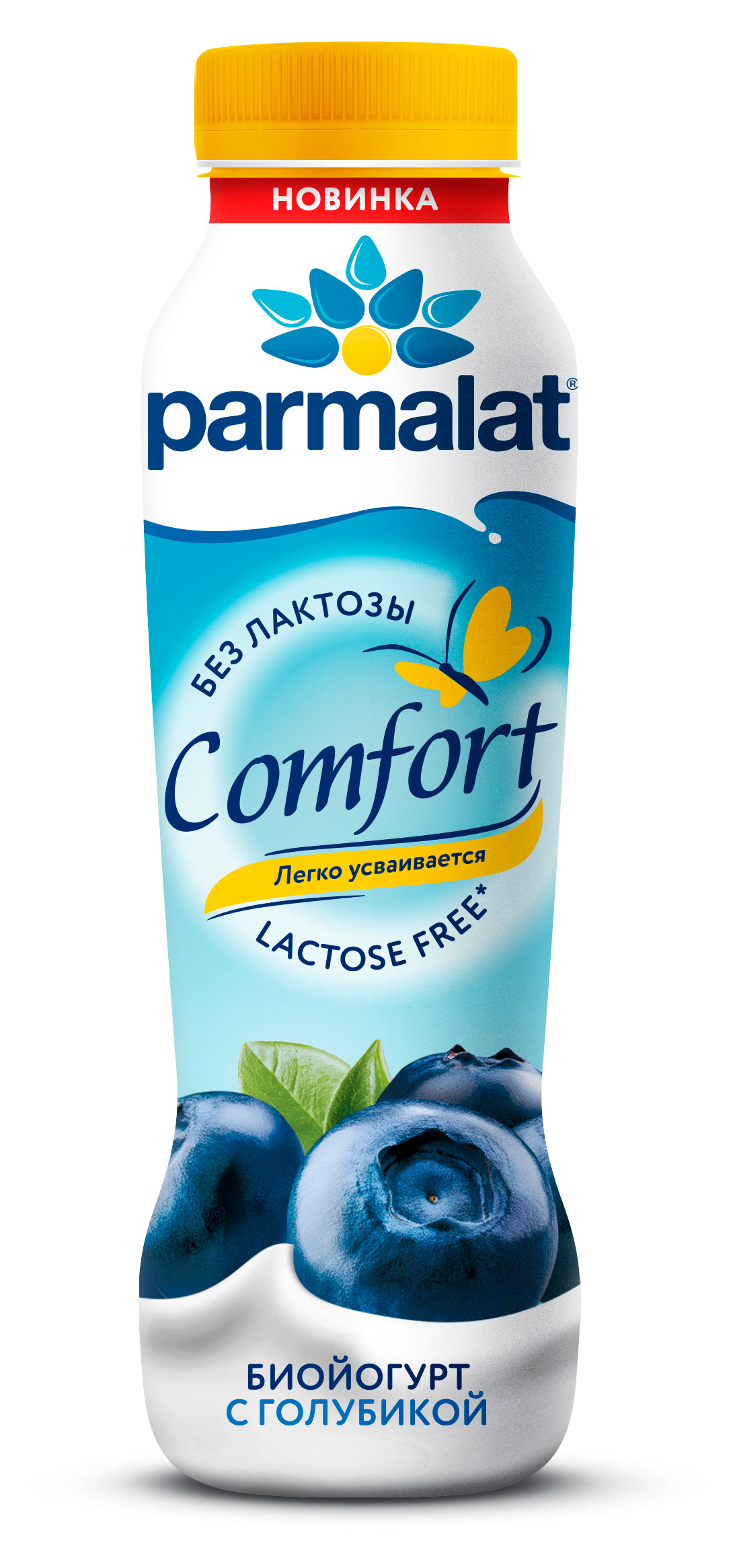 Йогурт питьевой Parmalat Comfort с голубикой безлактозный 1,5% БЗМЖ, 290 г