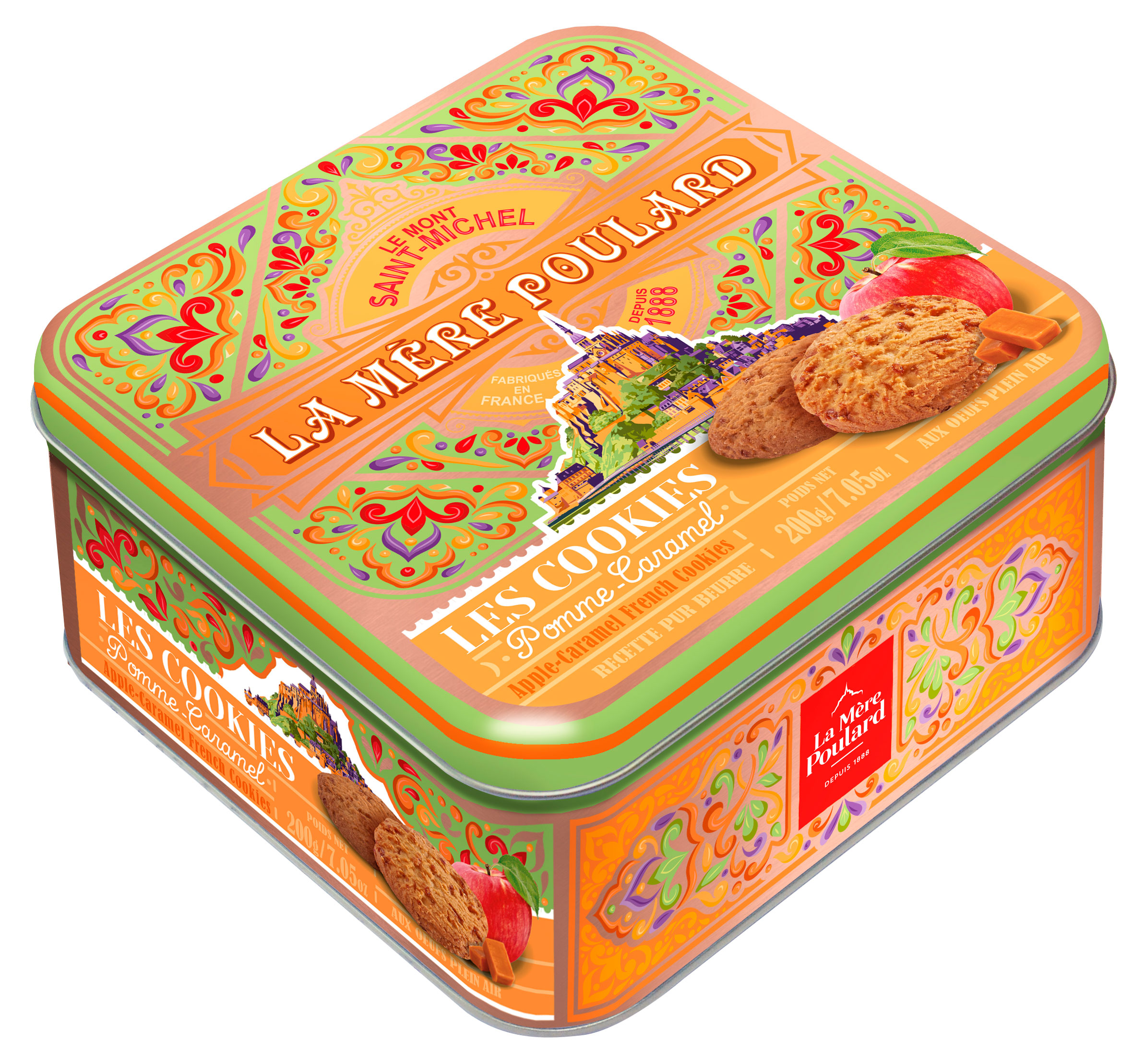 Печенье песочное La Mere Poulard с яблочными чипсами и карамелью Франция, 200 г