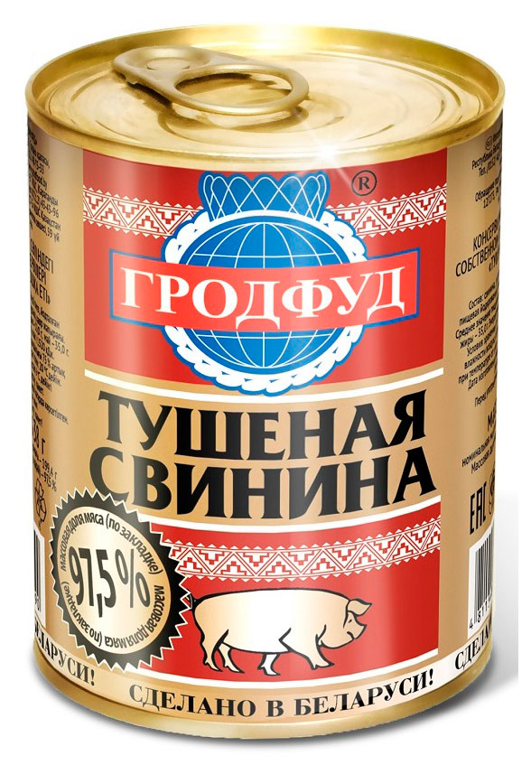 Тушеная свинина Гродфуд Беларусь, 338 г