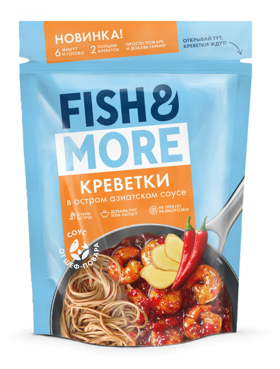 Креветки замороженные Fish&More в остром азиатском соусе, 400 г