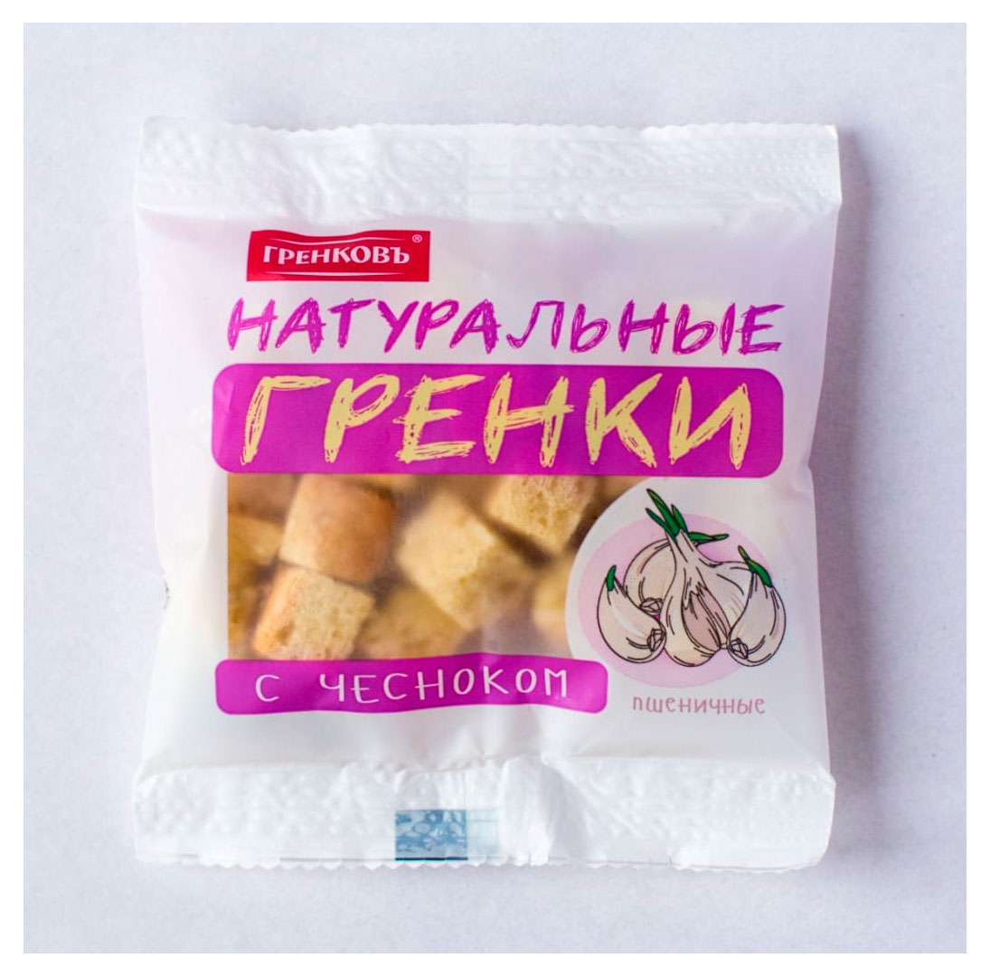 Сухарики-гренки Гренковъ пшеничные со вкусом чеснока, 15 г