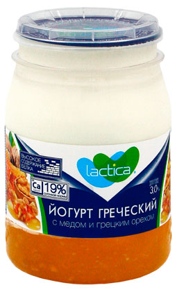 Йогурт греческий густой Lactica с медом и грецким орехом 3% БЗМЖ, 190 г