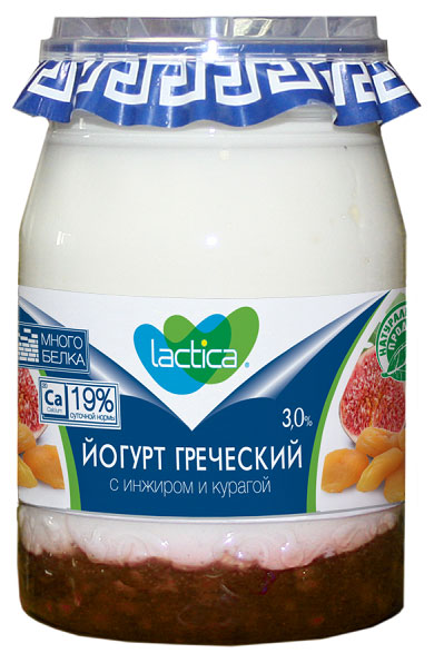 Йогурт греческий густой Lactica с инжиром и курагой 3% БЗМЖ, 190 г