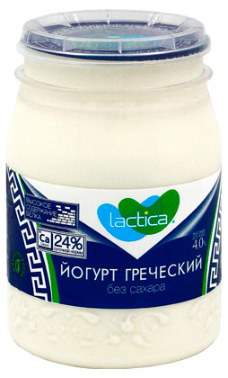 Йогурт греческий густой Lactica натуральный без сахара 4% БЗМЖ, 190 г