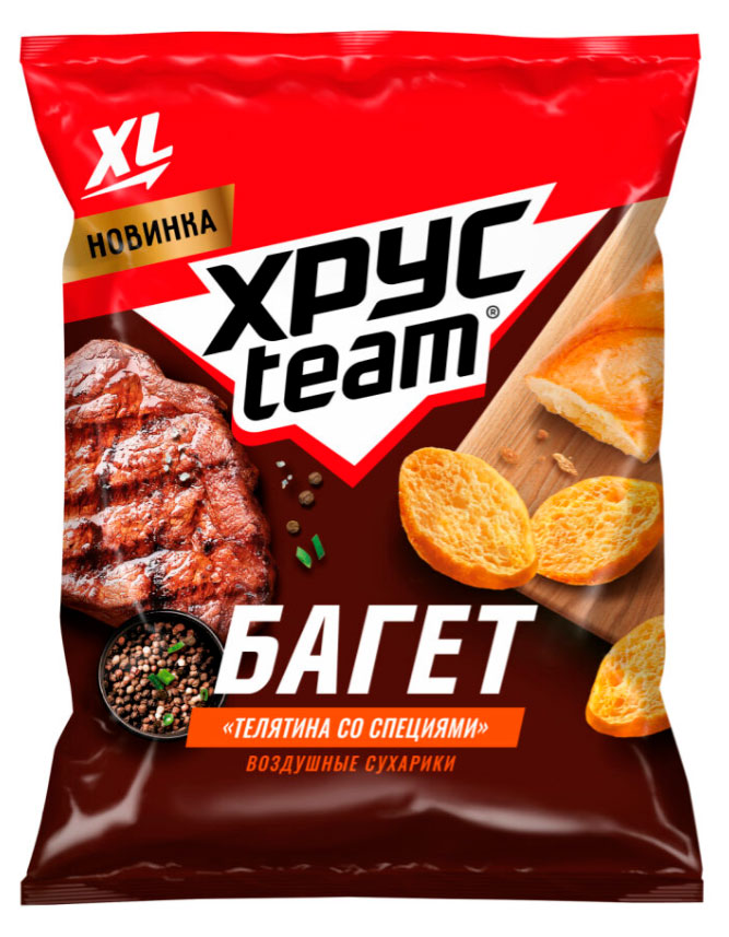 Сухарики воздушные Хрусteam Багет Телятина со специями, 100 г