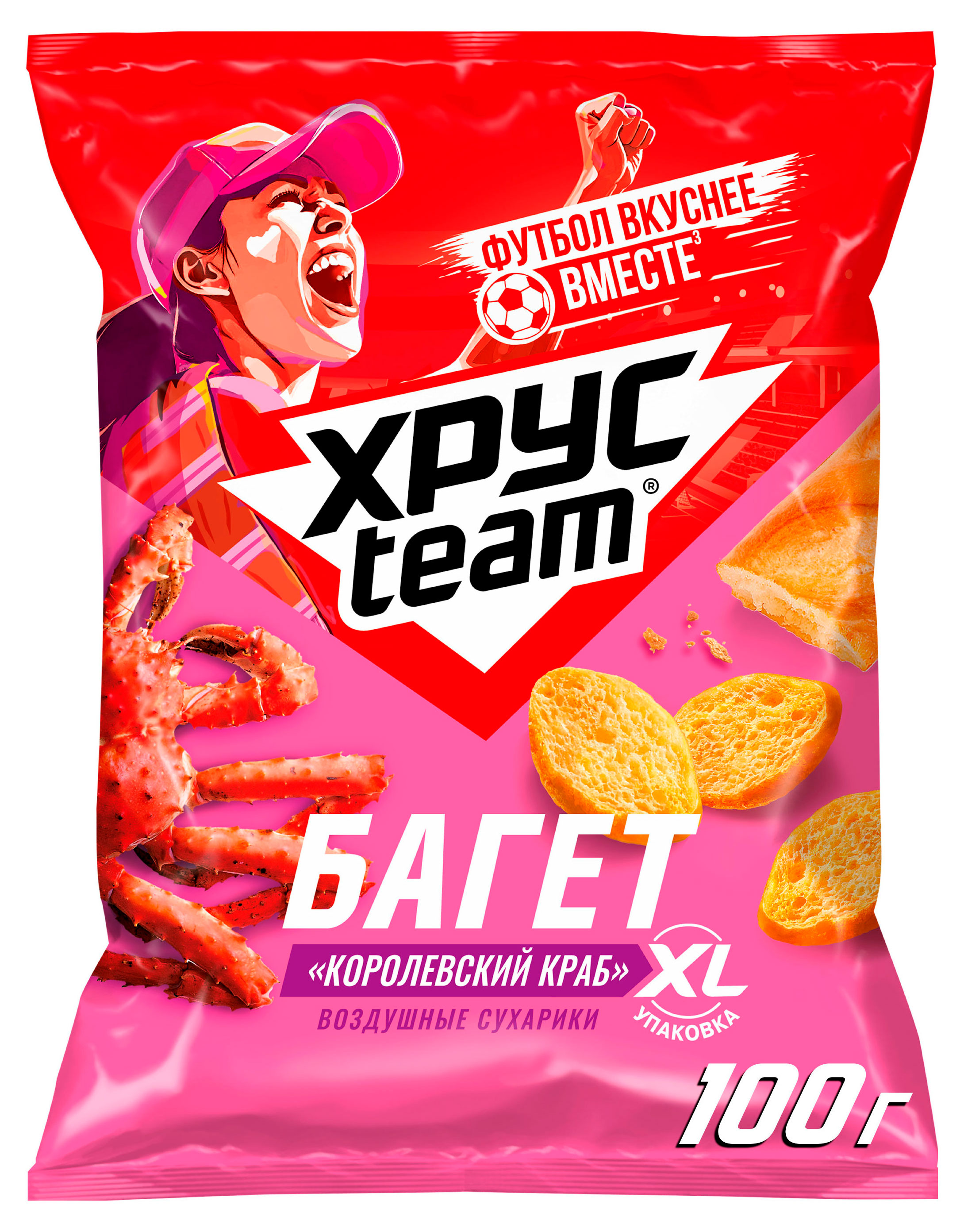 Сухарики воздушные Хрусteam Багет Королевский краб, 100 г