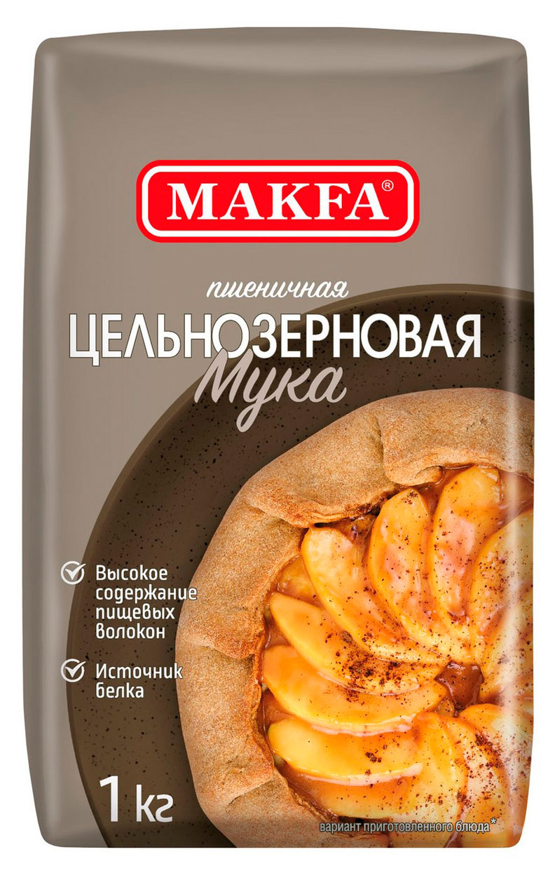 Мука Makfa пшеничная цельнозерновая, 1 кг