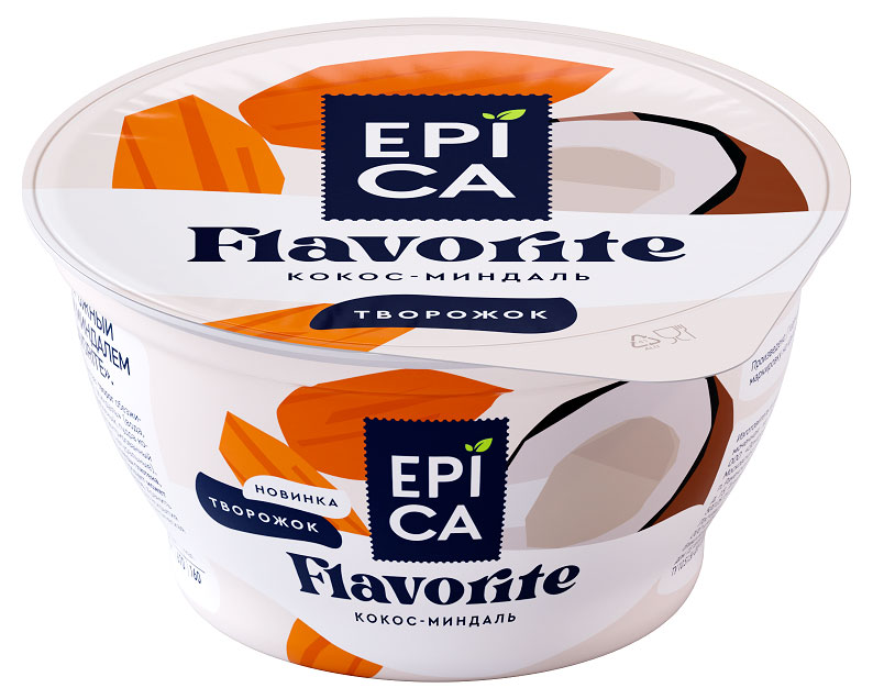 Десерт творожный EPICA Flavorite Творожок Кокос-Миндаль 8,9% БЗМЖ, 130 г