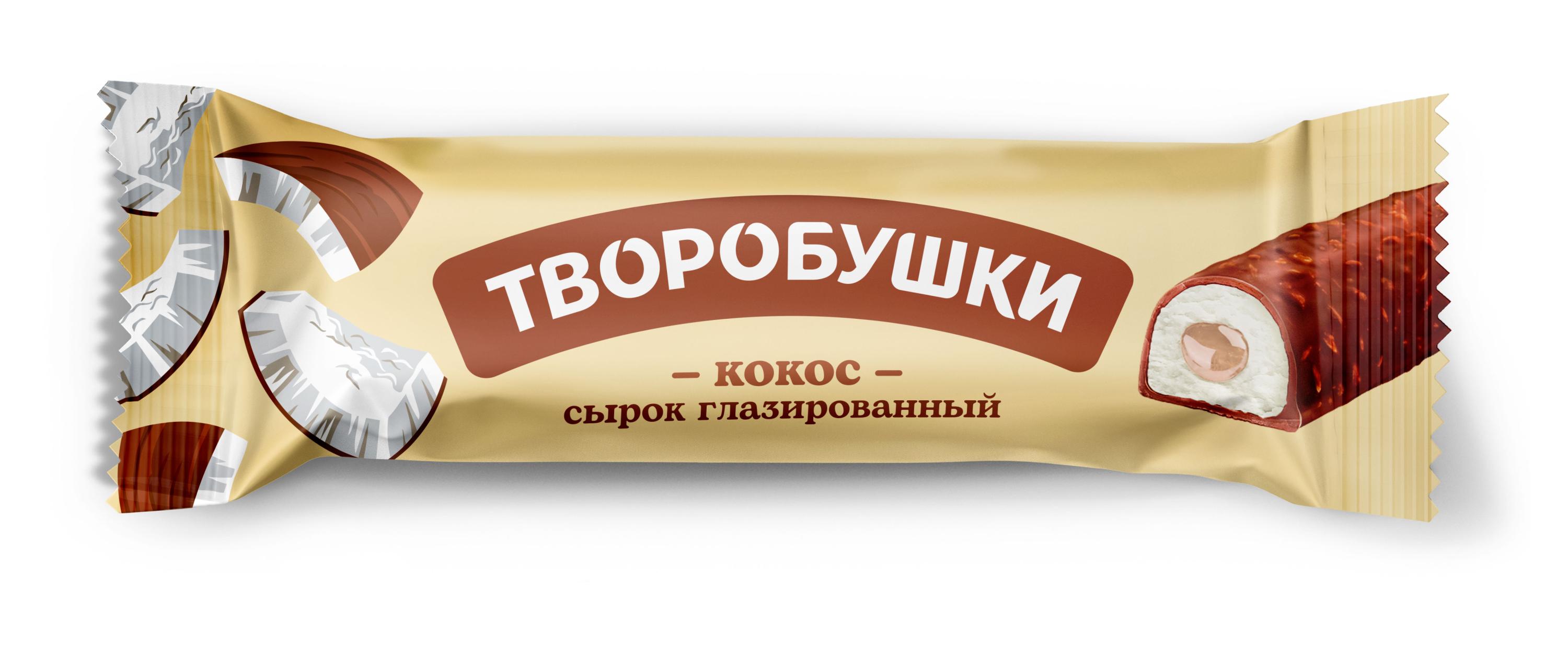 Сырок глазированный творожный Творобушки c кокосом батончик 20% БЗМЖ Беларусь, 40 г