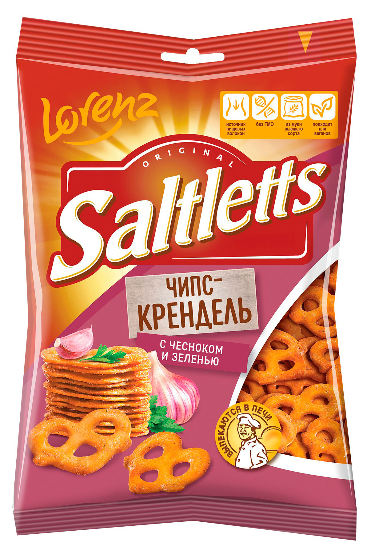 Крендели Saltletts Чипс-крендель с чесноком, 70 г