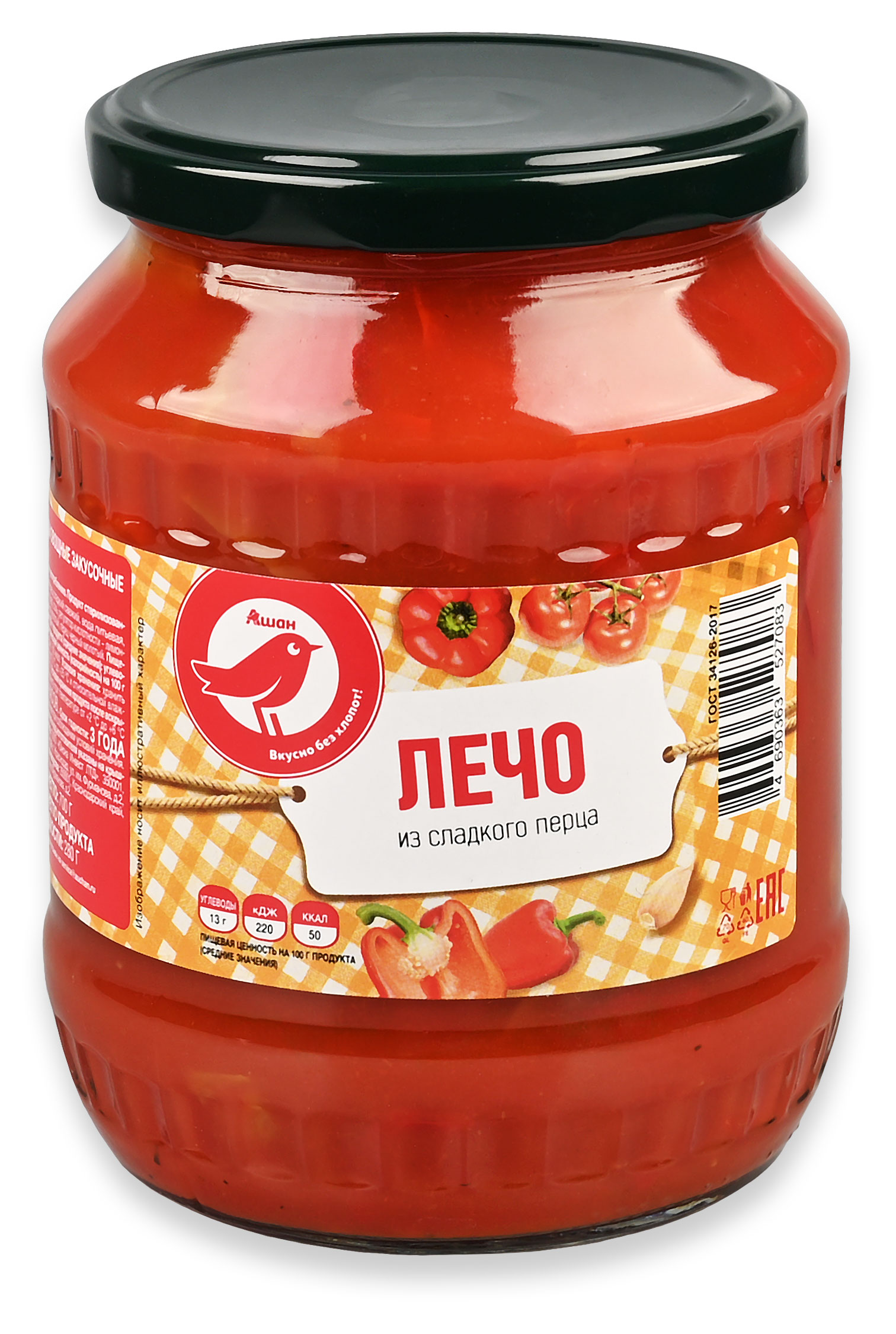 Лечо АШАН Красная птица из сладкого перца, 700 г