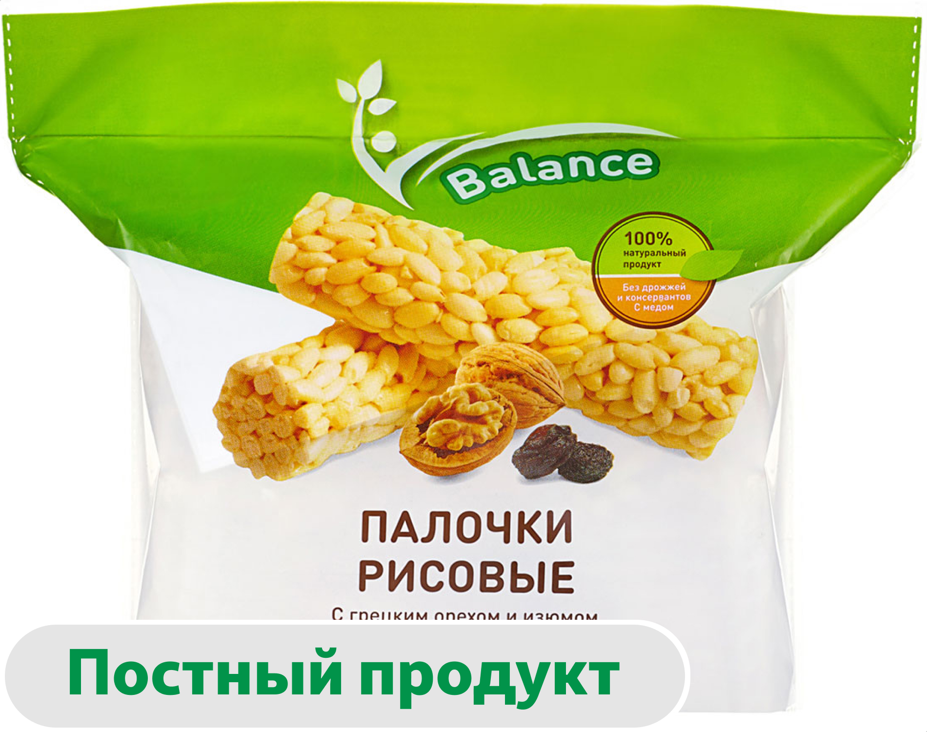 Палочки рисовые Lope-Lope с грецким орехом, изюмом и медом постные без дрожжей, 90 г
