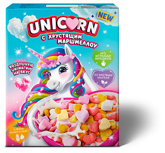 Готовый завтрак Unicorn с хрустящим маршмеллоу со вкусом манго и ананаса, 160 г