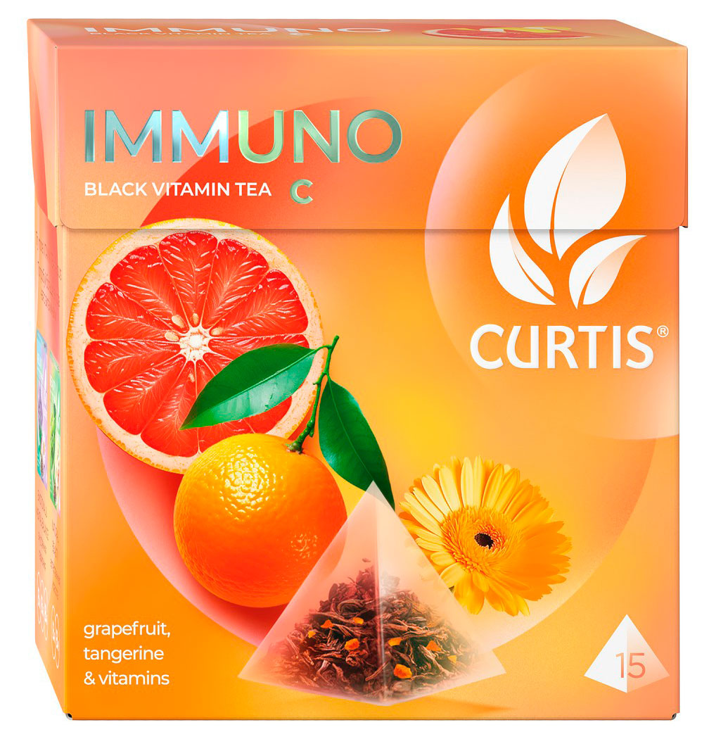 Чай черный CURTIS Immuno с цедрой апельсина и лимона, 15 пирамидок